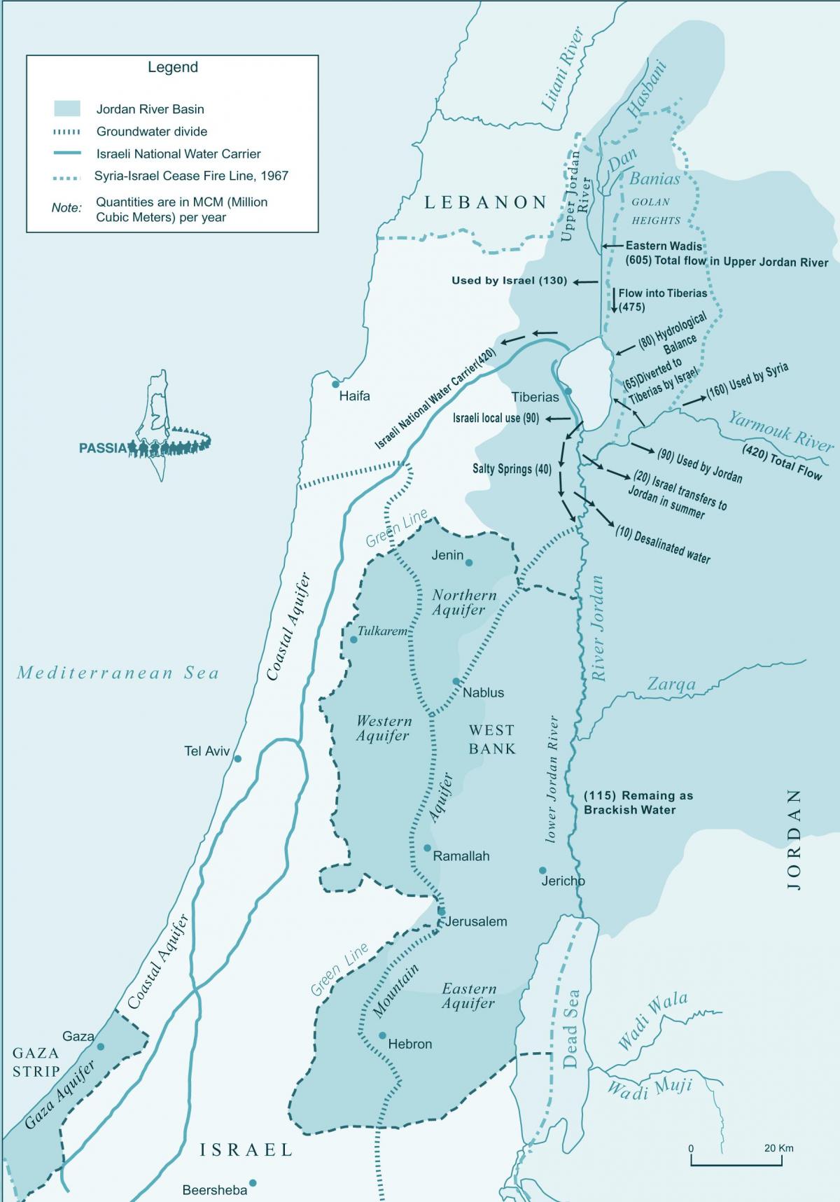 نقشه اسرائیل رودخانه