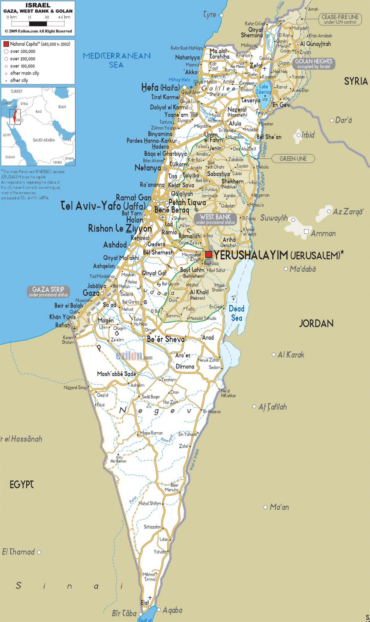نقشه اسرائیل در جاده ها