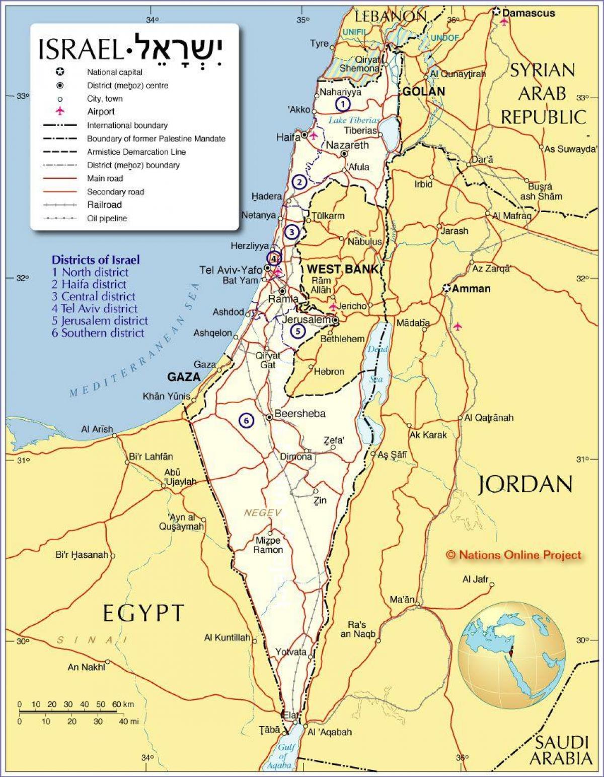 اسرائیل مناطق نقشه